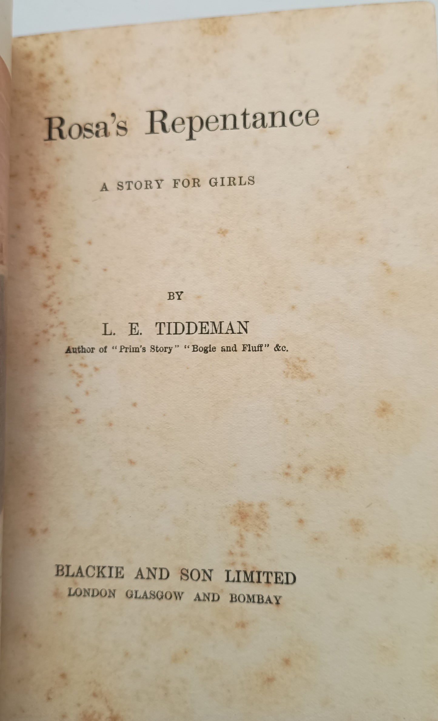 Rosa's Repentance by L.E. Tiddeman