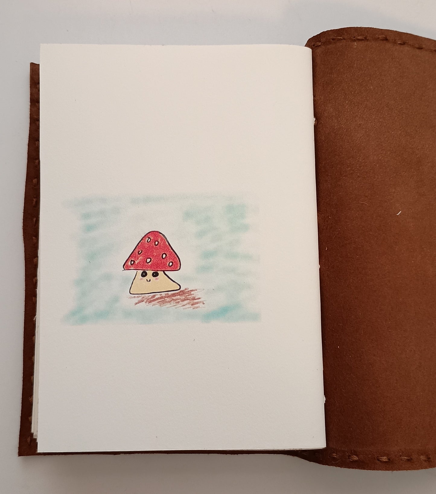 A6 leather notebook mushroom images 192 pages