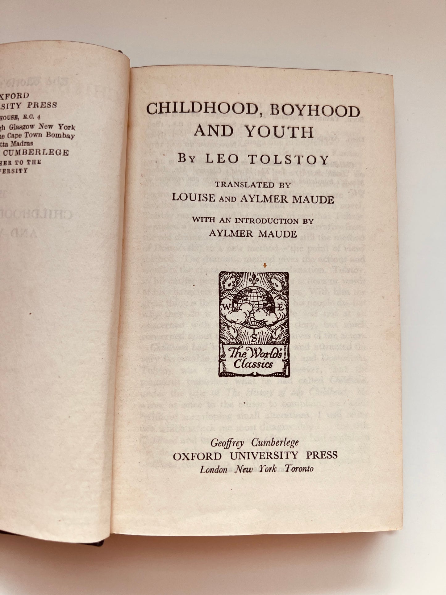 Childhood Boyhood and Youth by Tolstoy