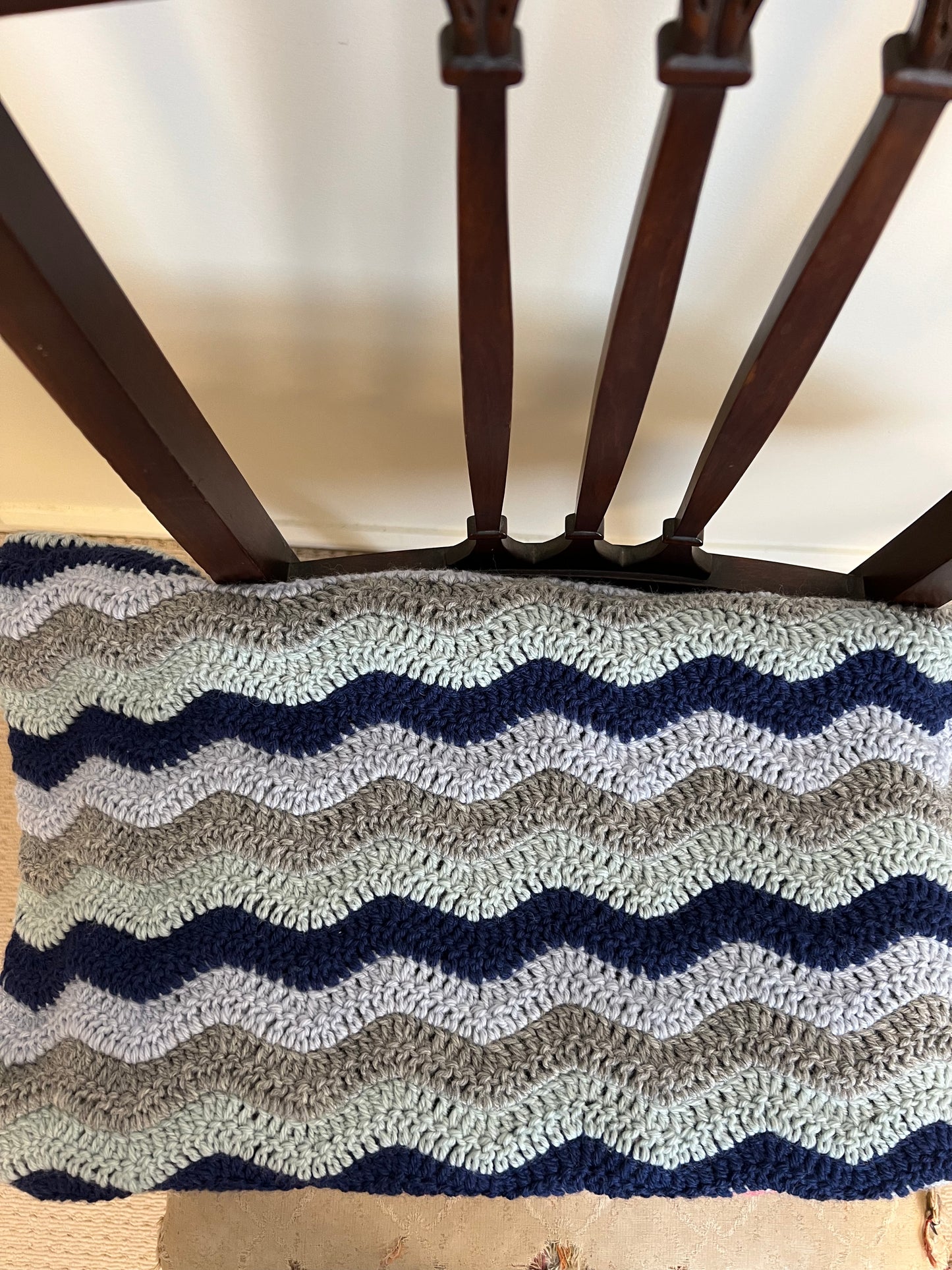 Hand crochet ripple knee blanket