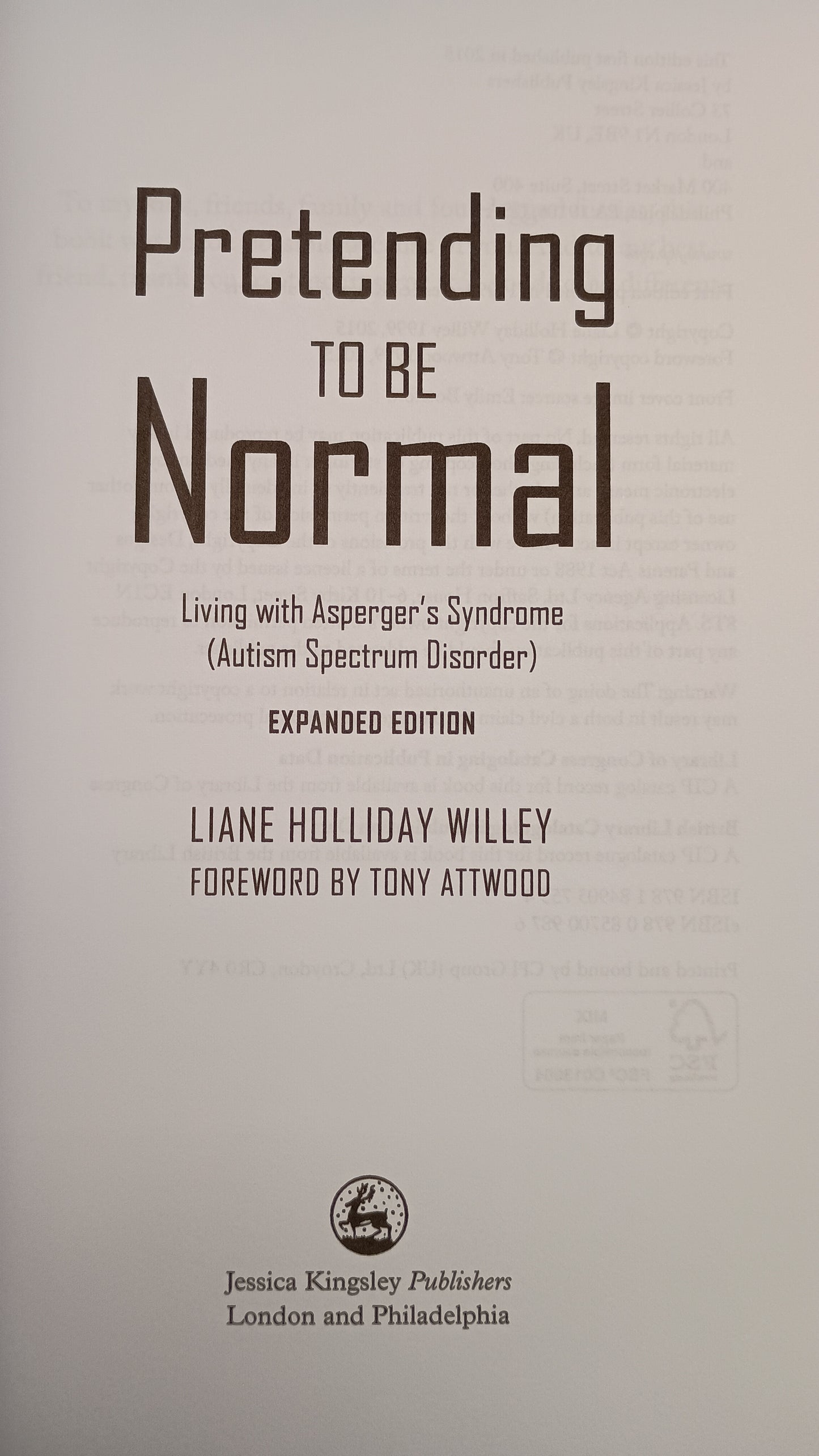 Pretending to be Normal by Liane Holliday Willey